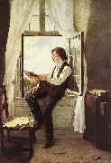 Otto Scholderer Der Geiger am Fenster oil